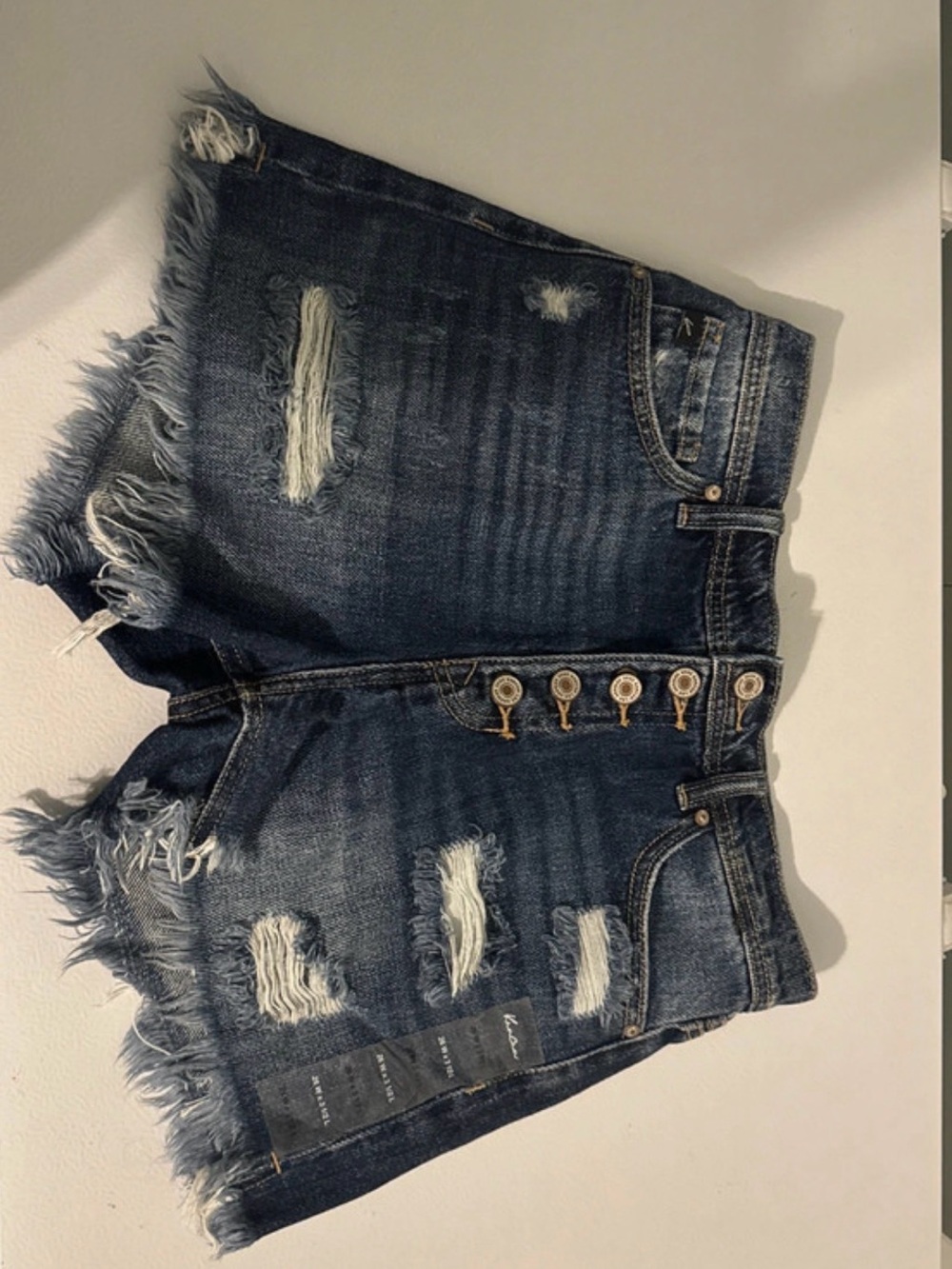 KanCan Dark Blue Distressed Denim Shorts